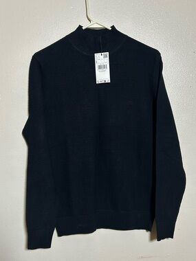 Mango Men's Black Ribbed Turtleneck Sweater